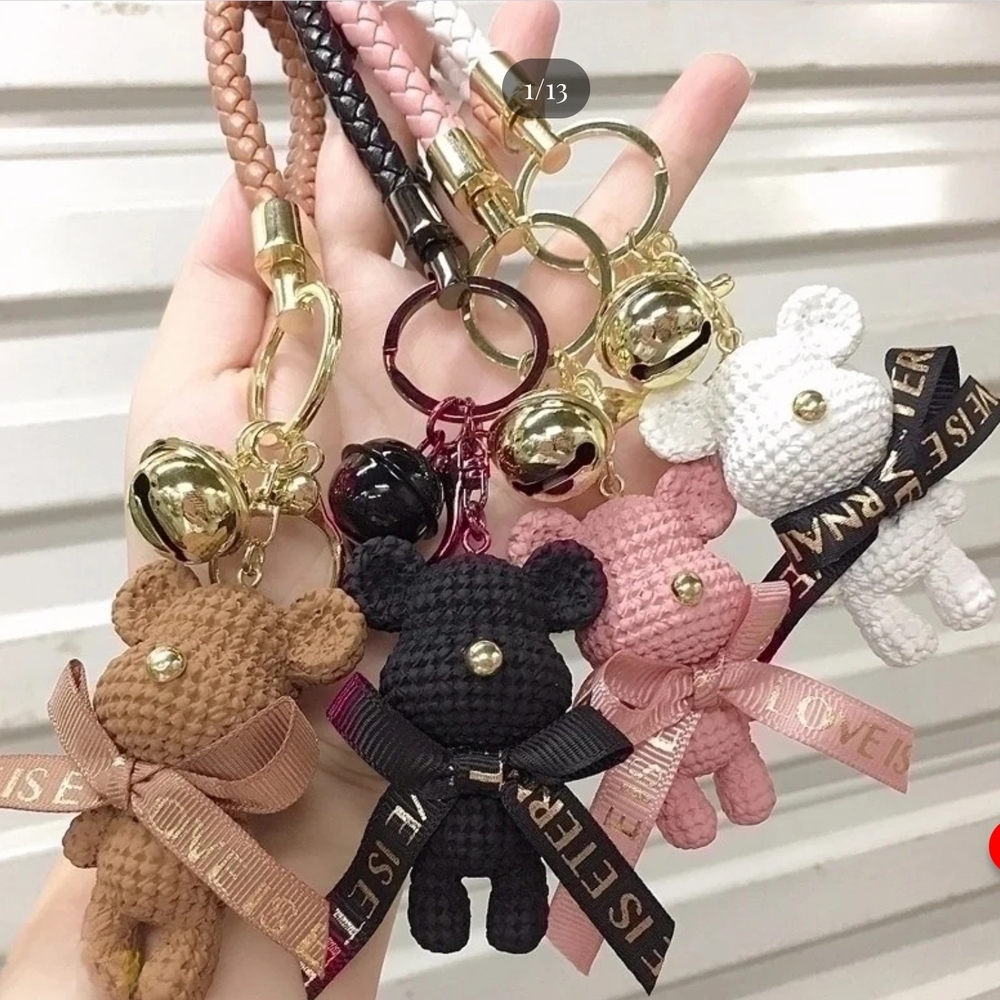 (2 for $19) Bear/Bunny Bag Charm/Keychain CHOICE Black, Pink, or White